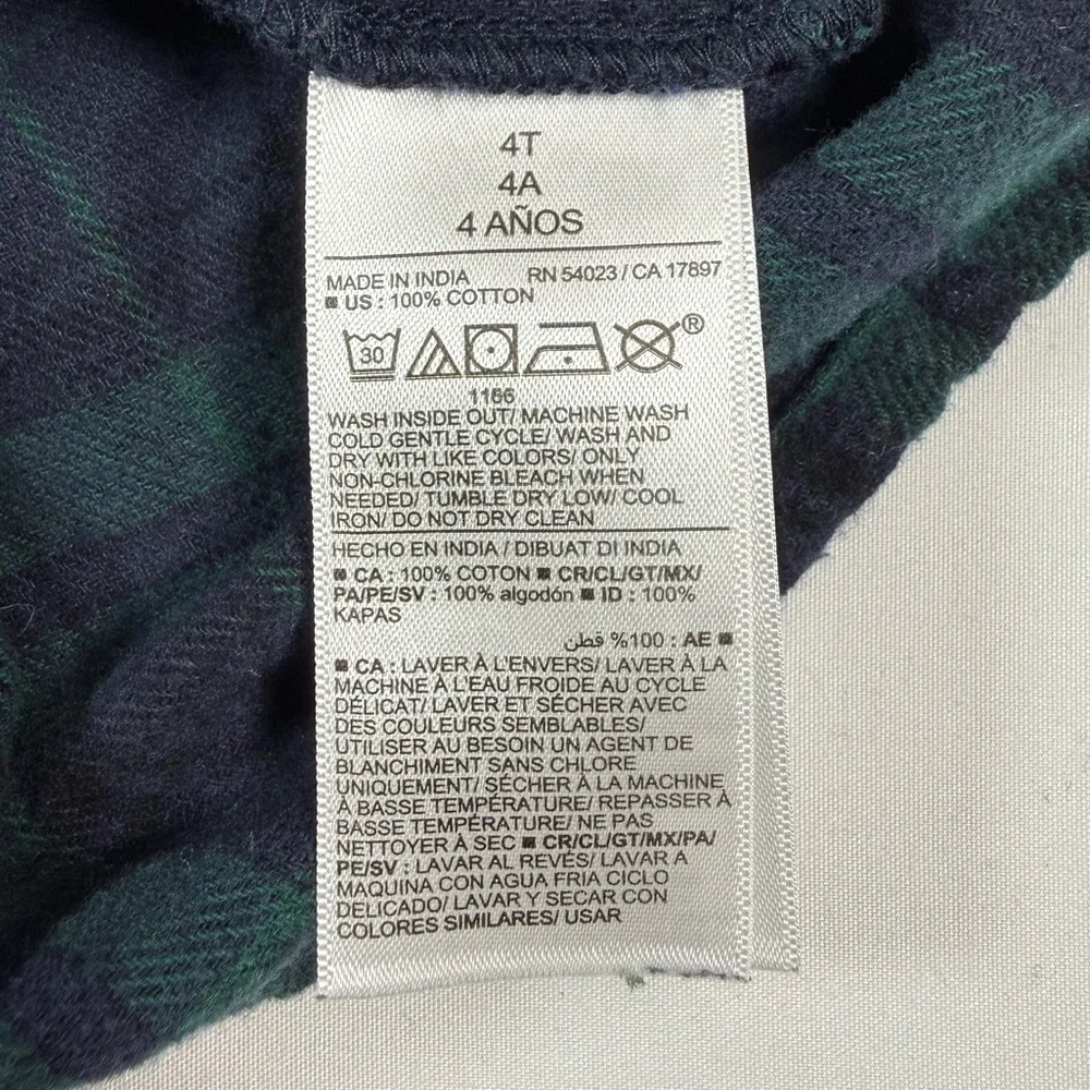 OLD NAVY Girls Plaid Flannel Tiered Dress 4T Green Navy Blackwatch Preppy Fall